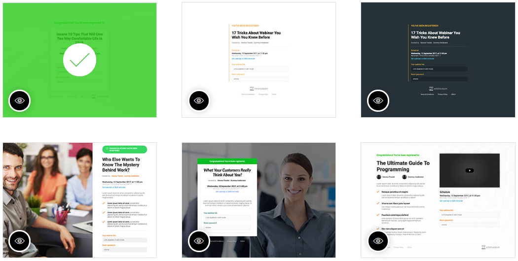 webinarjam landing pages