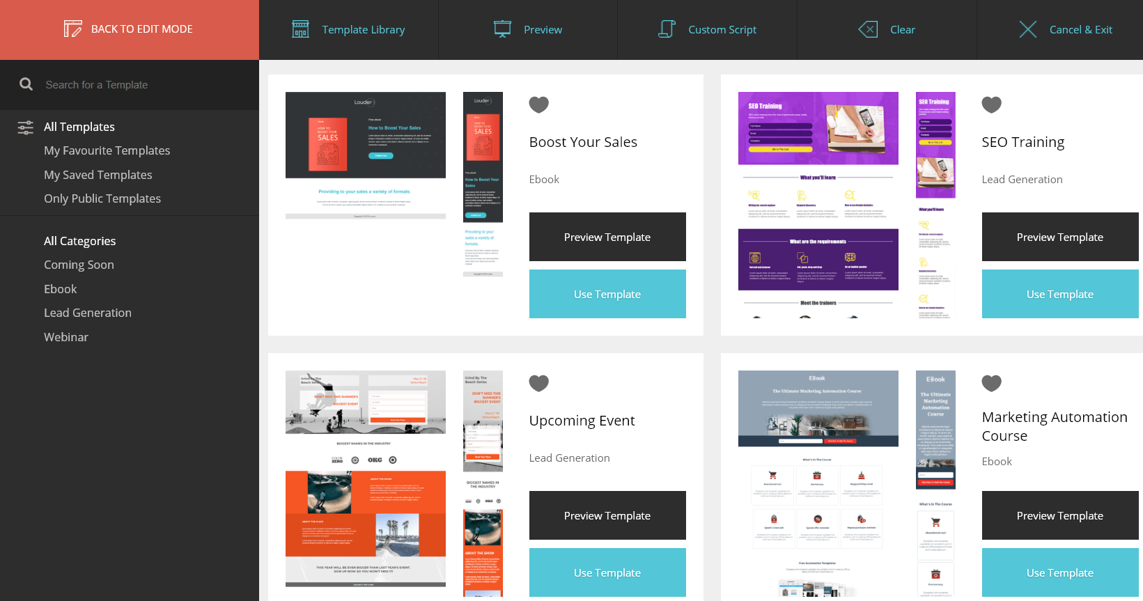 landing page templates