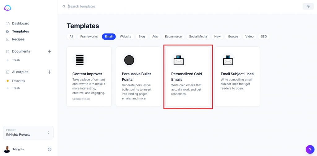 jasper.ai personalized cold emails