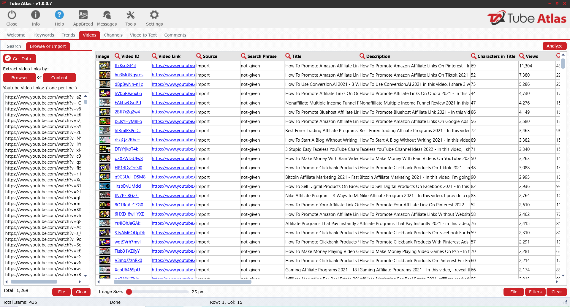 tube atlas channel analyzer